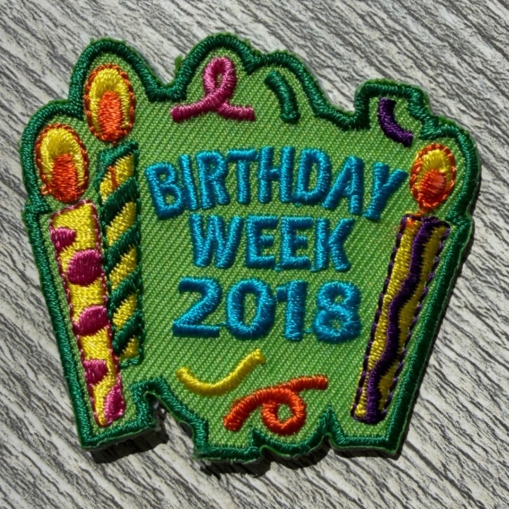 Girl Scouts GSOA Birthday Week 2018 Embroidered Patch Green Candle Appliqué 2.5"